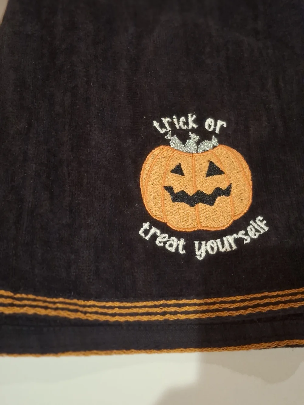 3 Fall Themed Kitchen Towels - Orange & Black